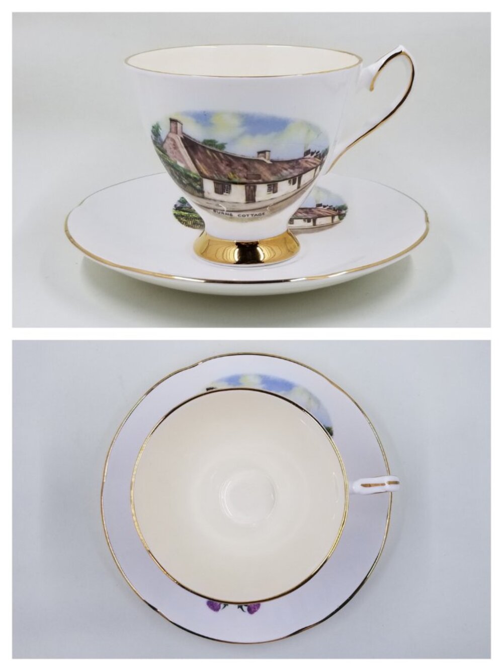 [CLARE] "Burns Cottage" Fine Bone China Teacup (Stockwell, Glasgow)